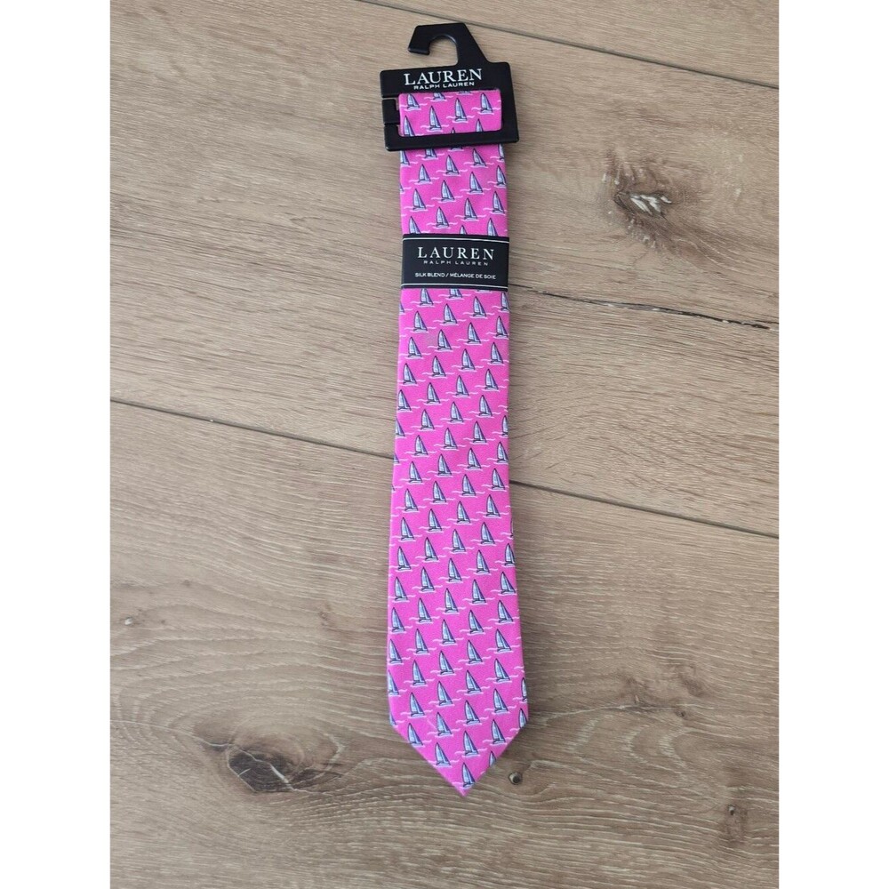 Lauren Ralph Lauren Silk Blend Sailboat Necktie - Pink Blue